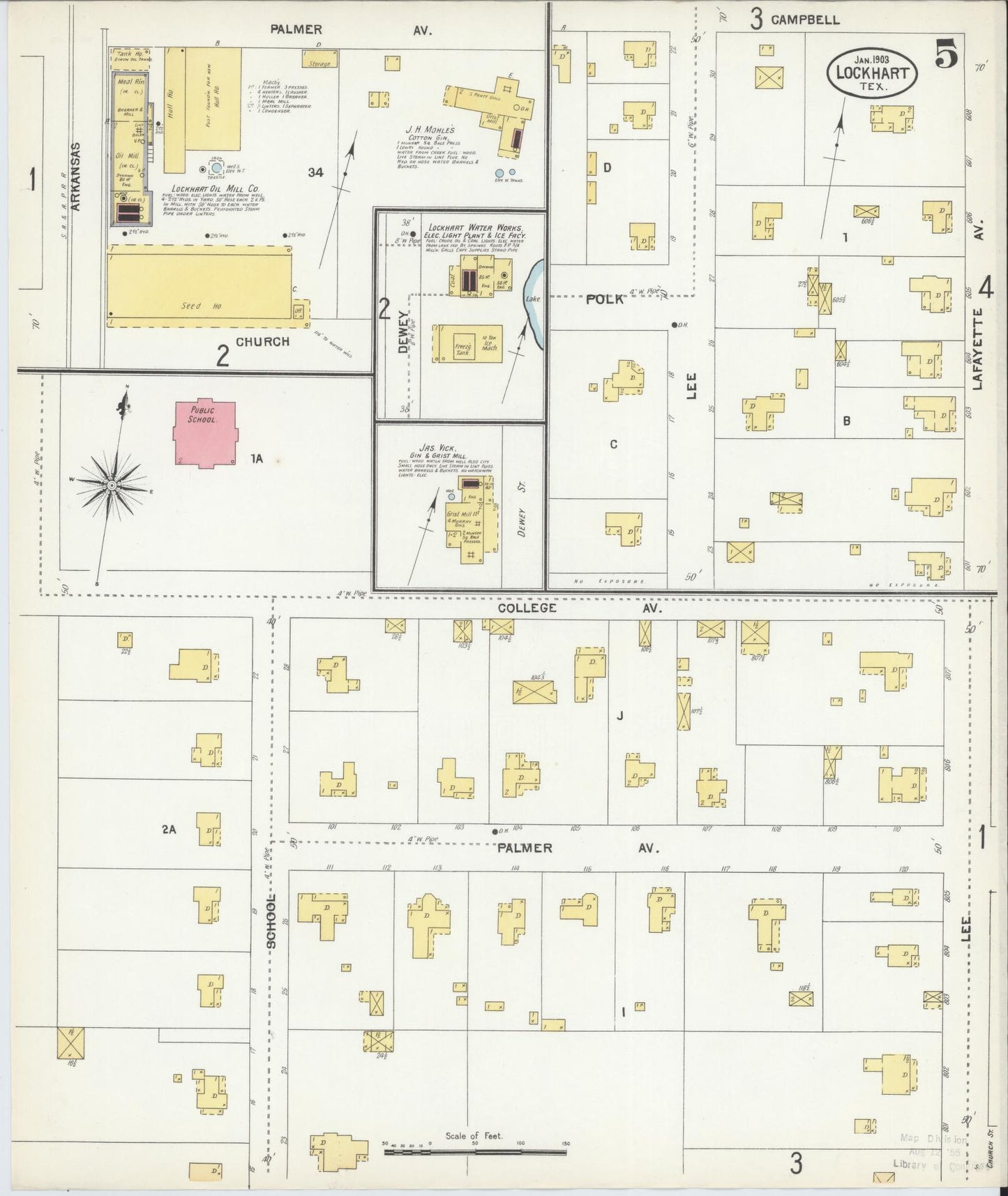 Sanborn Fire Insurance Map from Lockhart, Caldwell County, Texas (1903), Sheet #0005 - Complete Map Set gallery image, historic Sanborn map, vintage wall art, Texas Texas