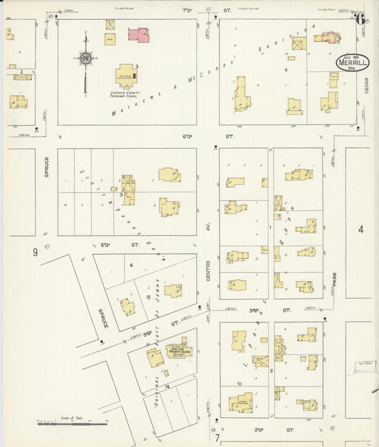 Sanborn Fire Insurance Map from Merrill, Lincoln County, Wisconsin (1913), Sheet #0006 - Historic Sanborn Fire Insurance Map Print, vintage old map wall art, antique decor, genealogy gift, Wisconsin Wisconsin map