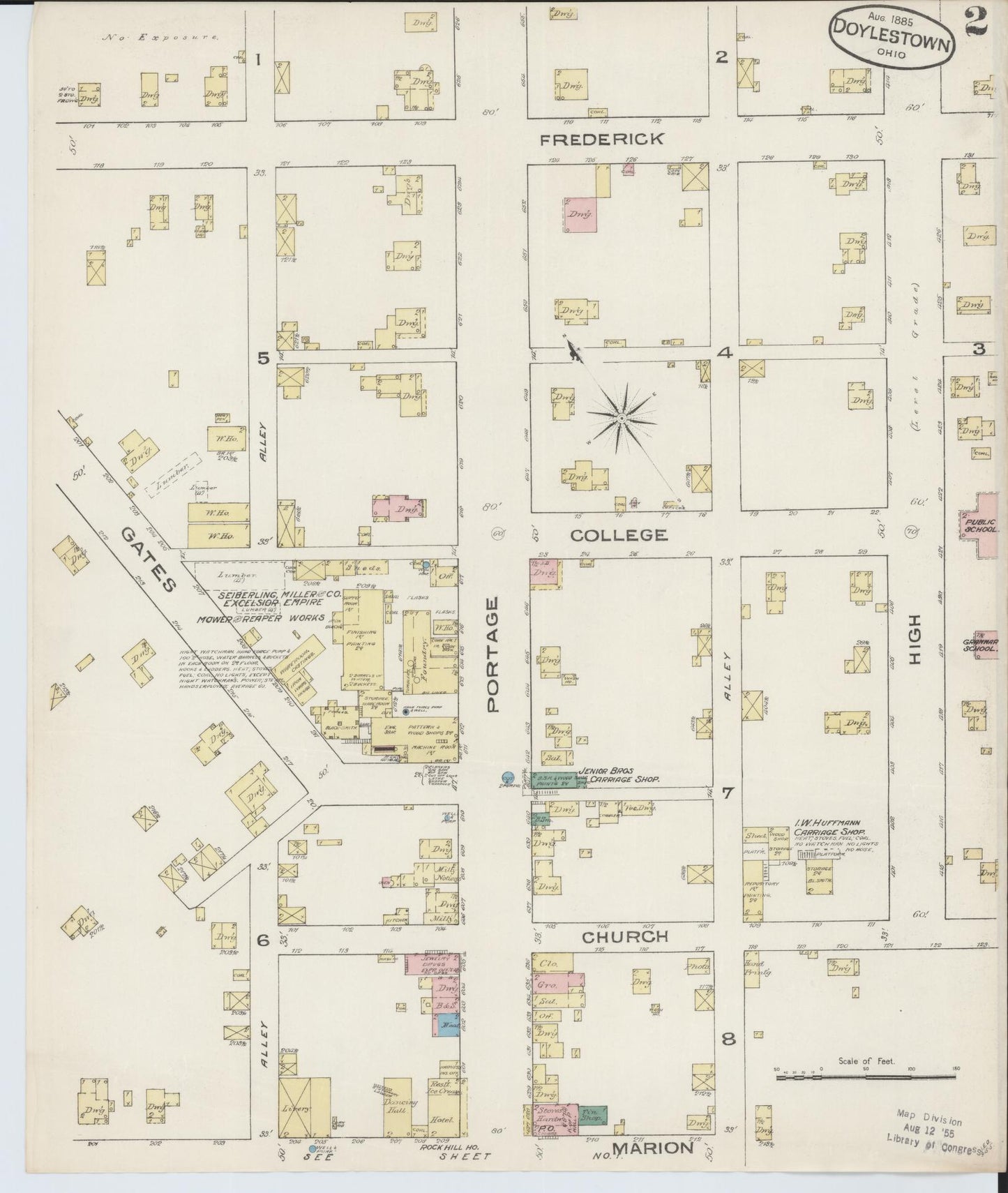 Sanborn Fire Insurance Map from Doylestown, Wayne County, Ohio (1885), Sheet #0002 - Historic Sanborn Fire Insurance Map Print, vintage old map wall art, antique decor, genealogy gift, Ohio Ohio map