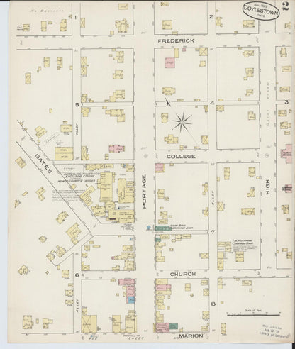 Sanborn Fire Insurance Map from Doylestown, Wayne County, Ohio (1885), Sheet #0002 - Historic Sanborn Fire Insurance Map Print, vintage old map wall art, antique decor, genealogy gift, Ohio Ohio map