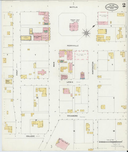 Sanborn Fire Insurance Map from Lexington, Henderson County, Tennessee (1907), Sheet #0002 - Complete Map Set gallery image, historic Sanborn map, vintage wall art, Tennessee Tennessee