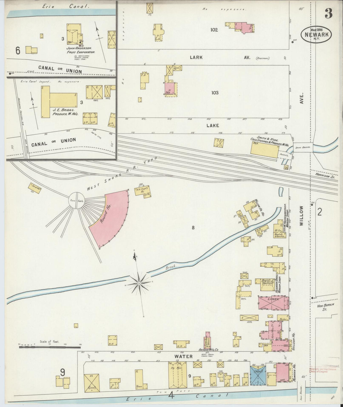 Sanborn Fire Insurance Map from Newark, Wayne County, New York (1898), Sheet #0003 - Historic Sanborn Fire Insurance Map Print, vintage old map wall art, antique decor, genealogy gift, New York New York map