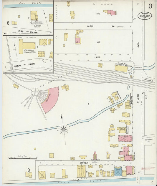 Sanborn Fire Insurance Map from Newark, Wayne County, New York (1898), Sheet #0003 - Historic Sanborn Fire Insurance Map Print, vintage old map wall art, antique decor, genealogy gift, New York New York map