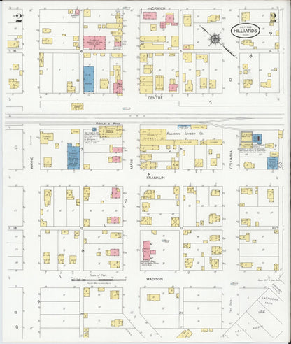 Sanborn Fire Insurance Map from Hilliards, Franklin County, Ohio (1929), Sheet #0002 - Complete Map Set gallery image, historic Sanborn map, vintage wall art, Ohio Ohio