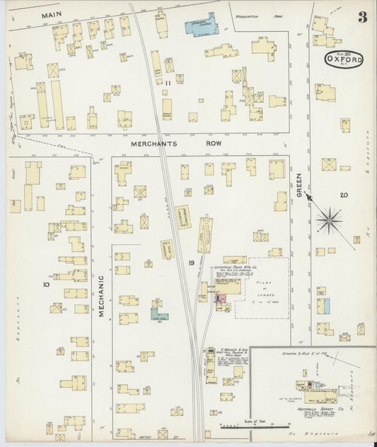 Sanborn Fire Insurance Map from Oxford, Chenango County, New York (1891), Sheet #0003 - Historic Sanborn Fire Insurance Map Print, vintage old map wall art, antique decor, genealogy gift, New York New York map