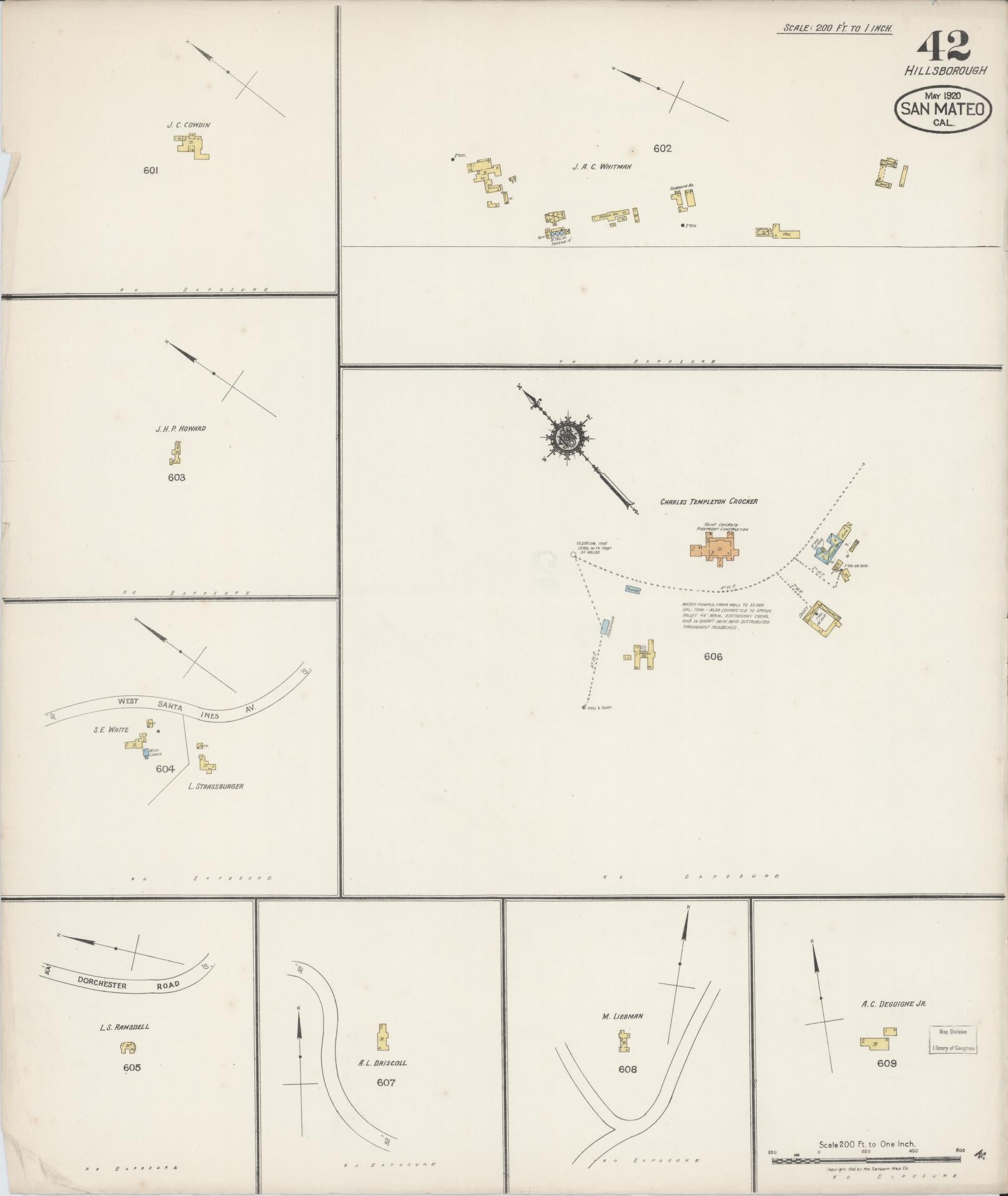 Sanborn Fire Insurance Map from San Mateo, San Mateo County, California (1920), Sheet #0042 - Complete Map Set gallery image, historic Sanborn map, vintage wall art, California California