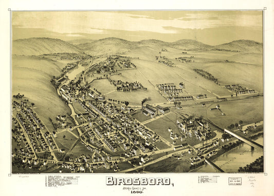 Birdsboro, Berks County, Pa. 1890. (1890) – Historic Bird’s-Eye View Panorama Print