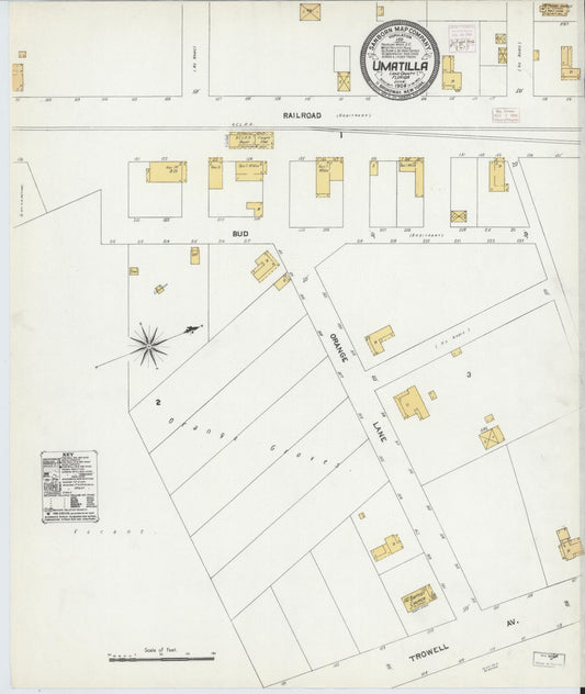 Sanborn Fire Insurance Map from Umatilla, Lake County, Florida (1906), Sheet #0001 - Historic Sanborn Fire Insurance Map Print, vintage old map wall art, antique decor, genealogy gift, Florida Florida map