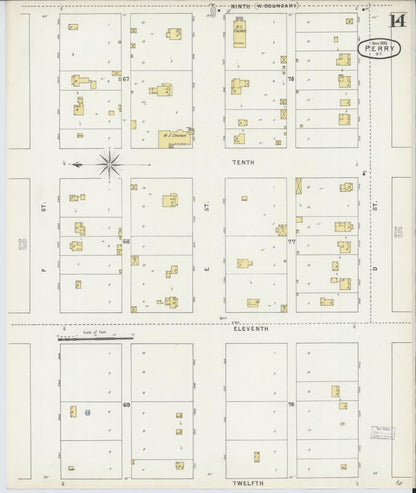 Sanborn Fire Insurance Map from Perry, Noble County, Oklahoma (1895), Sheet #0014 - Complete Map Set gallery image, historic Sanborn map, vintage wall art, Oklahoma Oklahoma