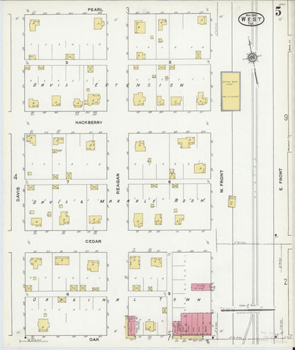 Sanborn Fire Insurance Map from West, McLennan County, Texas (1921), Sheet #0005 - Complete Map Set gallery image, historic Sanborn map, vintage wall art, Texas Texas