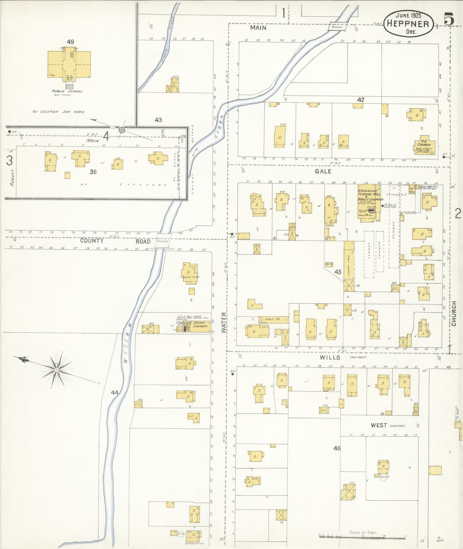 Sanborn Fire Insurance Map from Heppner, Morrow County, Oregon (1905), Sheet #0005 - Complete Map Set gallery image, historic Sanborn map, vintage wall art, Oregon Oregon