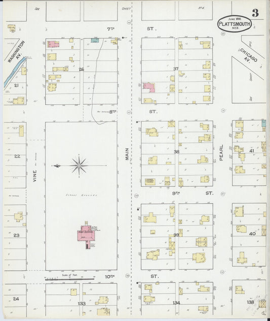 Sanborn Fire Insurance Map from Plattsmouth, Cass County, Nebraska (1892), Sheet #0003 - Historic Sanborn Fire Insurance Map Print, vintage old map wall art, antique decor, genealogy gift, Nebraska Nebraska map