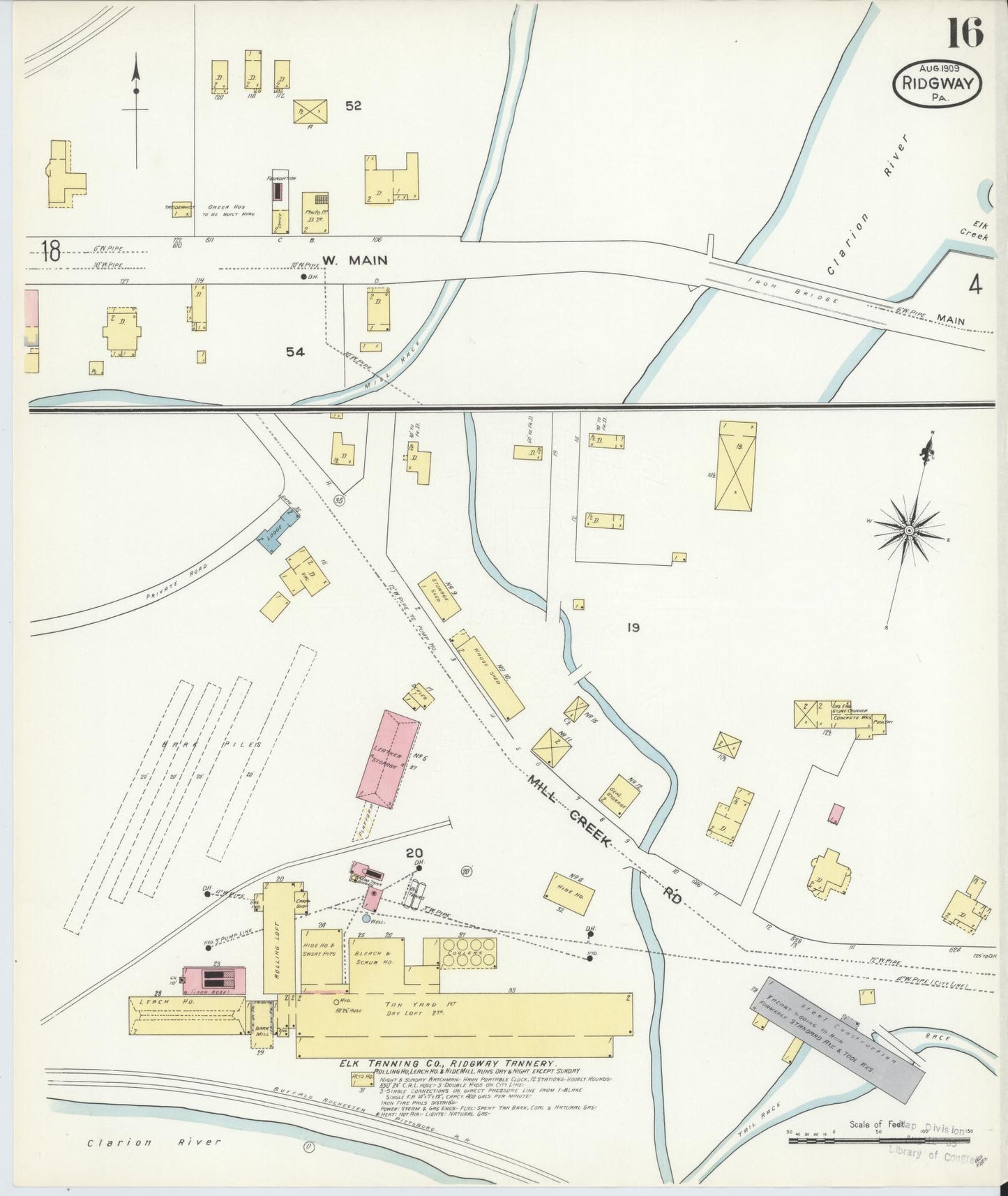 Sanborn Fire Insurance Map from Ridgway, Elk County, Pennsylvania (1909), Sheet #0016 - Complete Map Set gallery image, historic Sanborn map, vintage wall art, Pennsylvania Pennsylvania