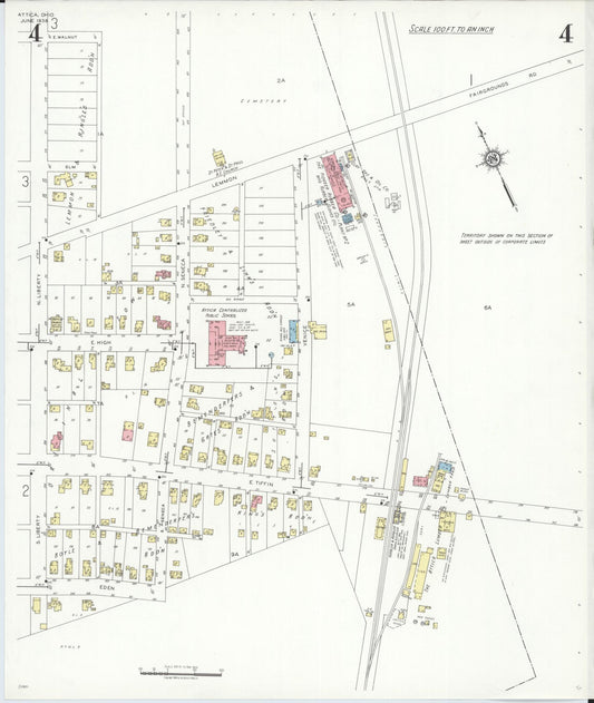 Sanborn Fire Insurance Map from Attica, Seneca County, Ohio (1938), Sheet #0004 - Historic Sanborn Fire Insurance Map Print, vintage old map wall art, antique decor, genealogy gift, Ohio Ohio map