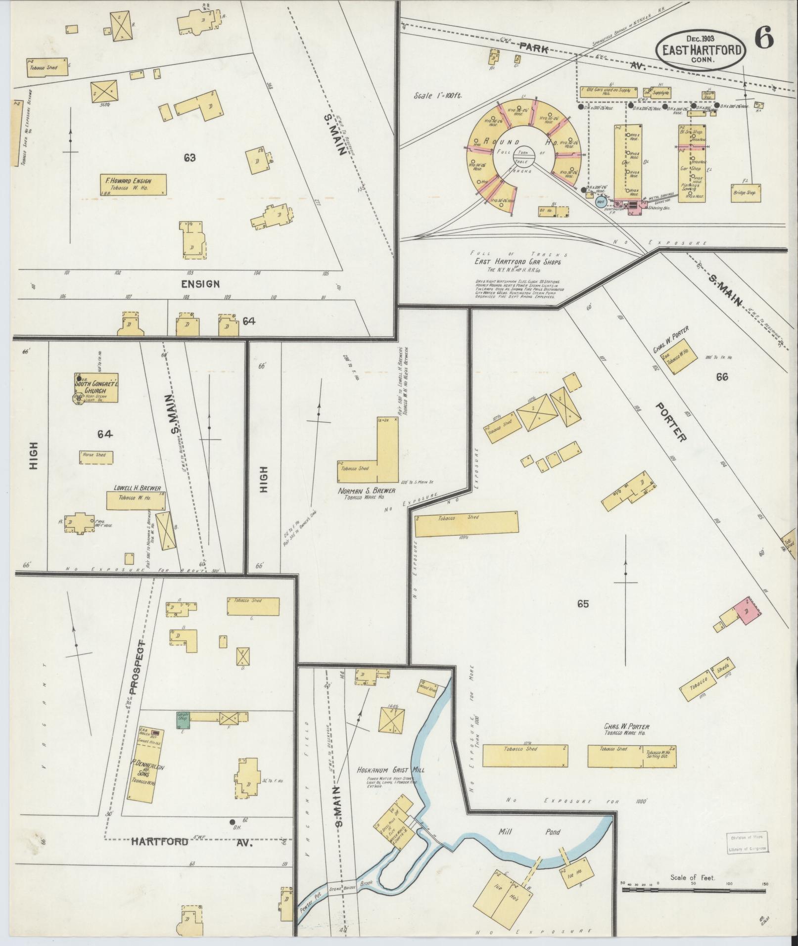 Sanborn Fire Insurance Map from East Hartford, Hartford County, Connecticut (1903), Sheet #0006 - Complete Map Set gallery image, historic Sanborn map, vintage wall art, Connecticut Connecticut
