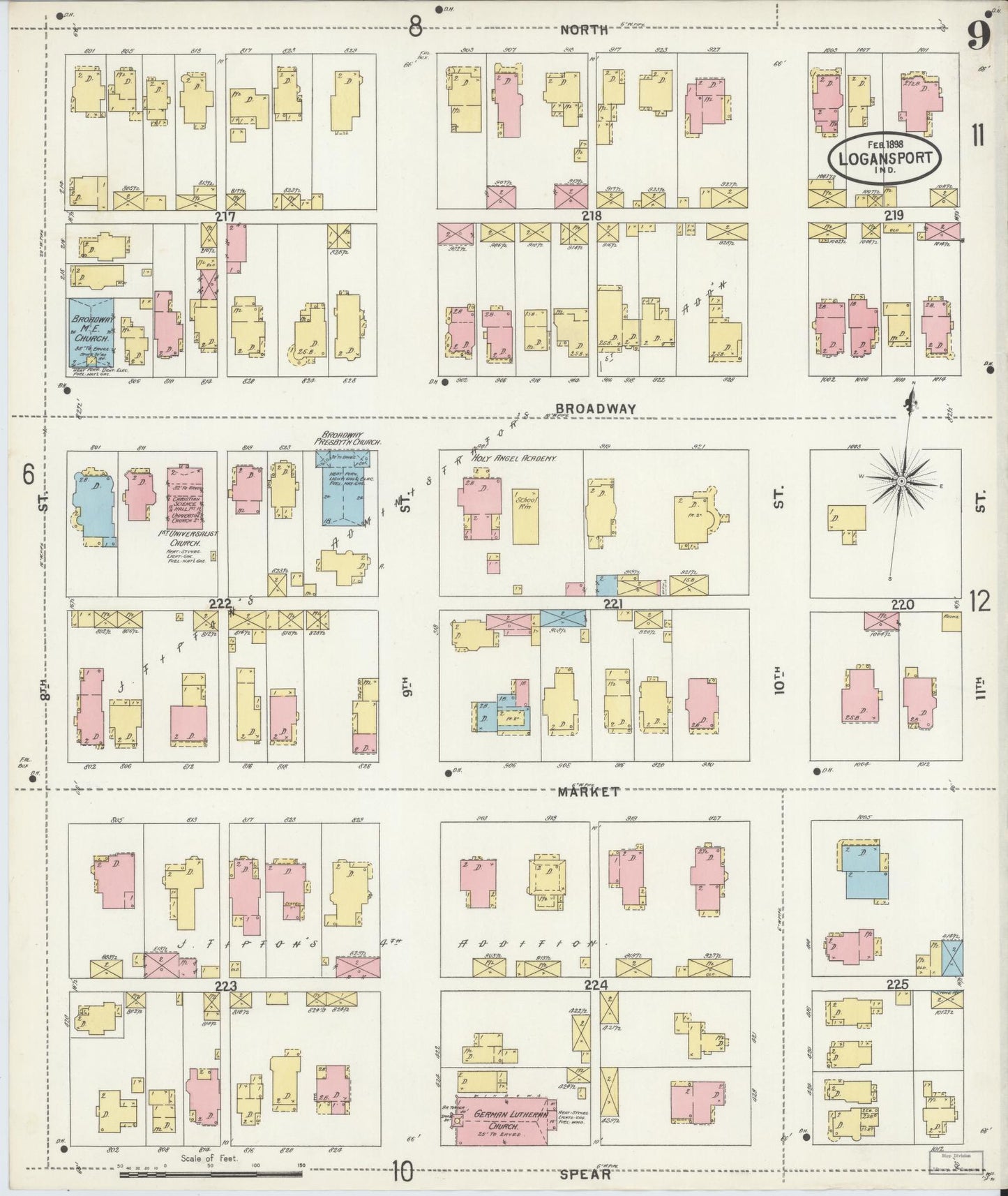Sanborn Fire Insurance Map from Logansport, Cass County, Indiana (1898), Sheet #0009 - Complete Map Set gallery image, historic Sanborn map, vintage wall art, Indiana Indiana
