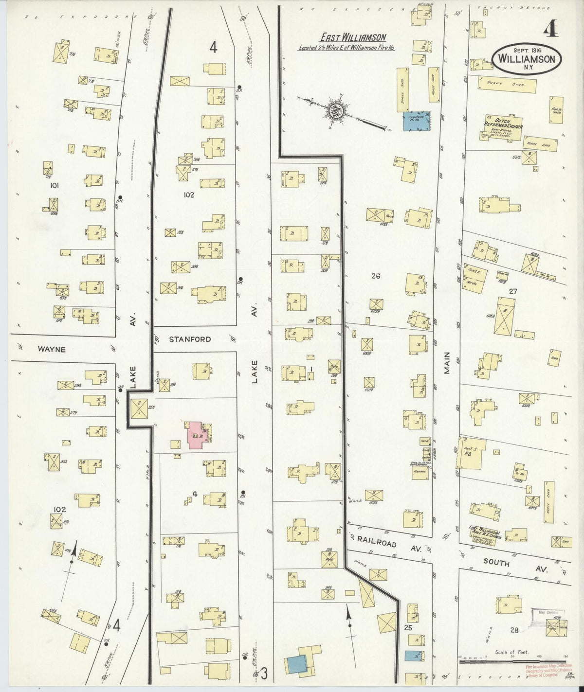 Sanborn Fire Insurance Map from Williamson, Wayne County, New York (1914), Sheet #0004 - Complete Map Set gallery image, historic Sanborn map, vintage wall art, New York New York