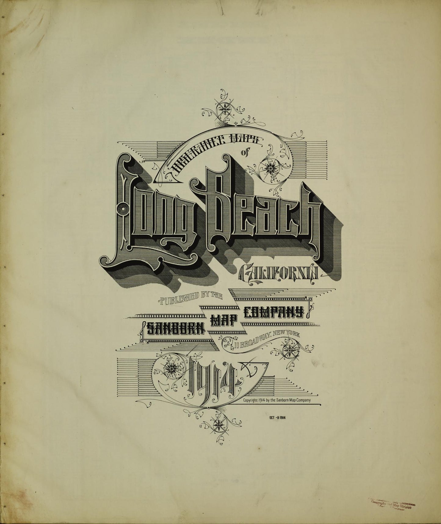 Sanborn Fire Insurance Map from Long Beach, Los Angeles County, California (1914), Sheet #0001 - Historic Sanborn Fire Insurance Map Print, vintage old map wall art, antique decor, genealogy gift, California California map