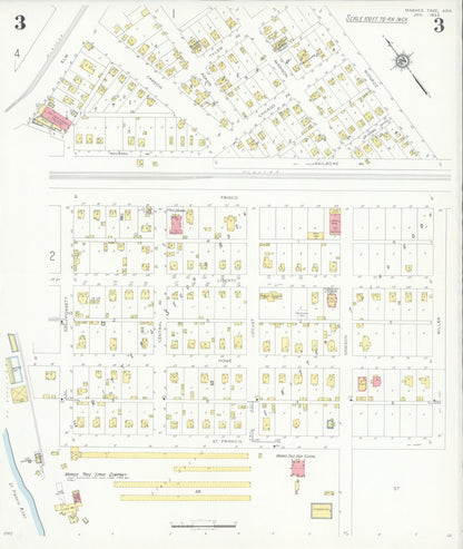 Sanborn Fire Insurance Map from Marked Tree, Poinsett County, Arkansas (1933), Sheet #0003 - Complete Map Set gallery image, historic Sanborn map, vintage wall art, Arkansas Arkansas