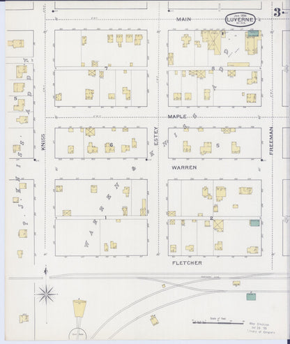Sanborn Fire Insurance Map from Luverne, Rock County, Minnesota (1894), Sheet #0003 - Historic Sanborn Fire Insurance Map Print, vintage old map wall art, antique decor, genealogy gift, Minnesota Minnesota map