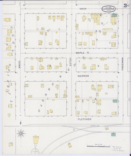 Sanborn Fire Insurance Map from Luverne, Rock County, Minnesota (1894), Sheet #0003 - Historic Sanborn Fire Insurance Map Print, vintage old map wall art, antique decor, genealogy gift, Minnesota Minnesota map