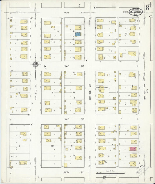 Sanborn Fire Insurance Map from Mccook, Red Willow County, Nebraska (1921), Sheet #0008 - Historic Sanborn Fire Insurance Map Print, vintage old map wall art, antique decor, genealogy gift, Nebraska Nebraska map