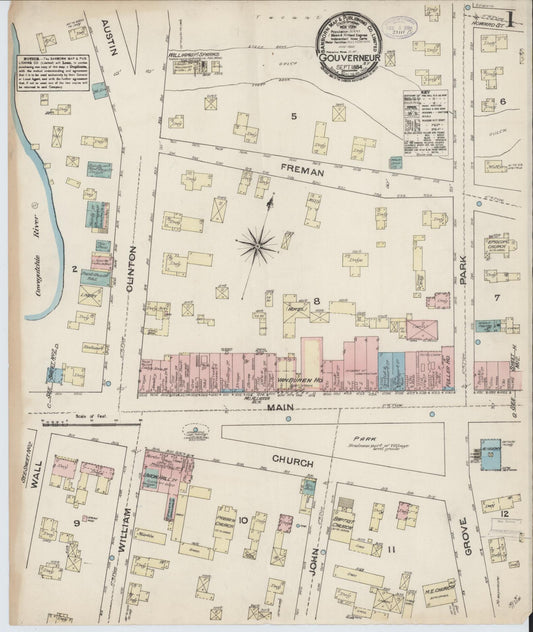 Sanborn Fire Insurance Map from Gouverneur, Saint Lawrence County, New York. (1884) – Historic Sanborn Fire Insurance Map Print