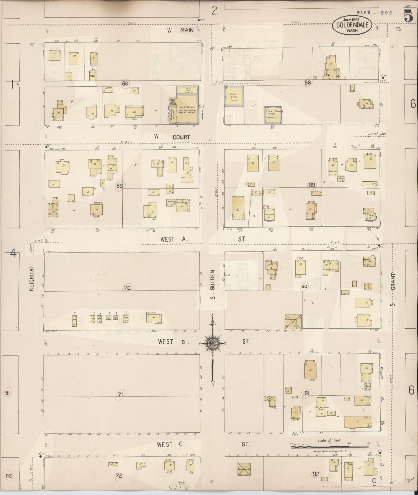 Sanborn Fire Insurance Map from Goldendale, Klickitat County, Washington (1941), Sheet #0005 - Complete Map Set gallery image, historic Sanborn map, vintage wall art, Washington Washington