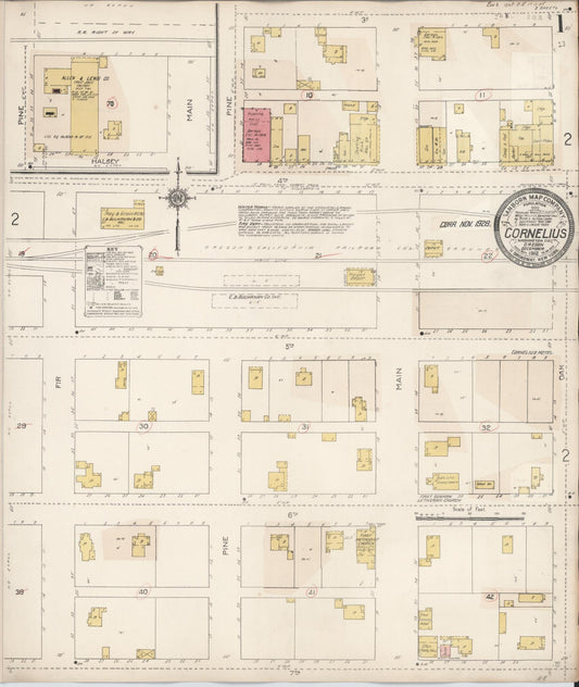 Sanborn Fire Insurance Map from Cornelius, Washington County, Oregon (1928), Sheet #0001 - Complete Map Set gallery image, historic Sanborn map, vintage wall art, Oregon Oregon