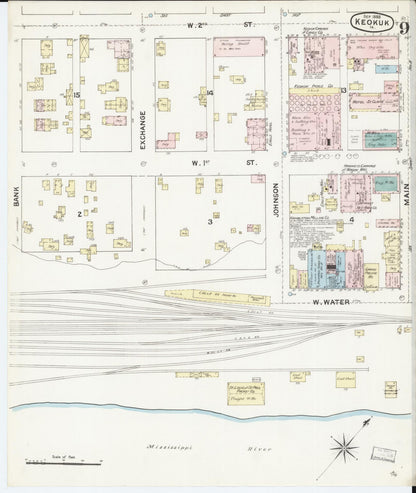 Sanborn Fire Insurance Map from Keokuk, Lee County, Iowa (1888), Sheet #0009 - Historic Sanborn Fire Insurance Map Print