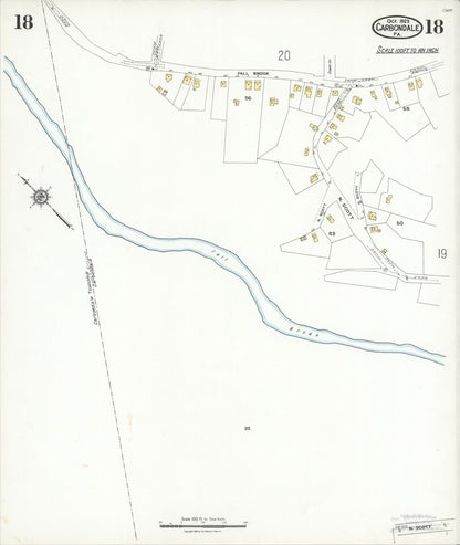 Sanborn Fire Insurance Map from Carbondale, Lackawanna County, Pennsylvania (1923), Sheet #0018 - Historic Sanborn Fire Insurance Map Print, vintage old map wall art, antique decor, genealogy gift, Pennsylvania Pennsylvania map
