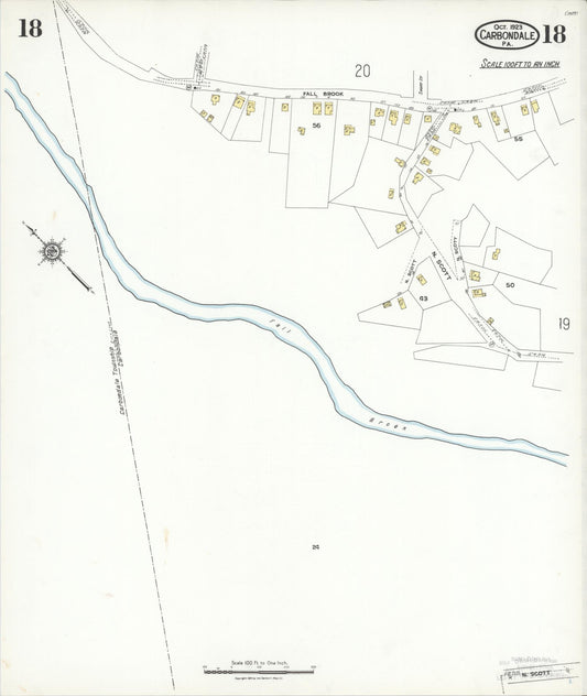 Sanborn Fire Insurance Map from Carbondale, Lackawanna County, Pennsylvania (1923), Sheet #0018 - Historic Sanborn Fire Insurance Map Print, vintage old map wall art, antique decor, genealogy gift, Pennsylvania Pennsylvania map