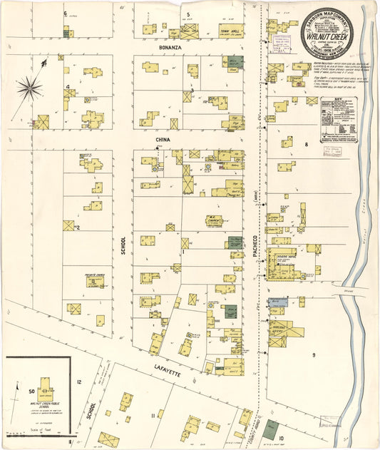 Sanborn Fire Insurance Map from Walnut Creek, Contra Costa County, California. (1908) – Historic Sanborn Fire Insurance Map Print