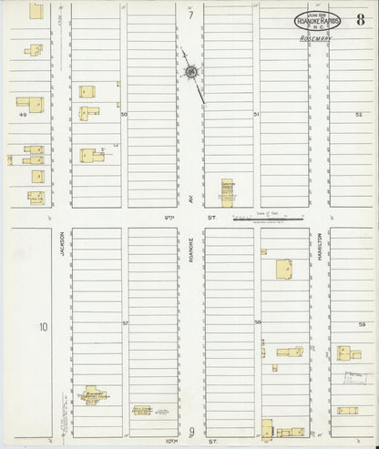 Sanborn Fire Insurance Map from Roanoke Rapids, Halifax County, North Carolina (1919), Sheet #0008 - Complete Map Set gallery image, historic Sanborn map, vintage wall art, North Carolina North Carolina