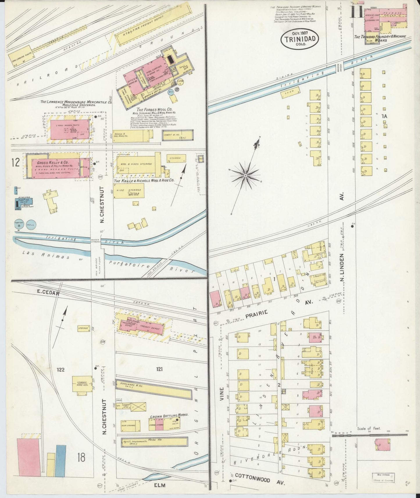 Sanborn Fire Insurance Map from Trinidad, Las Animas County, Colorado (1907), Sheet #0011 - Complete Map Set gallery image, historic Sanborn map, vintage wall art, Colorado Colorado
