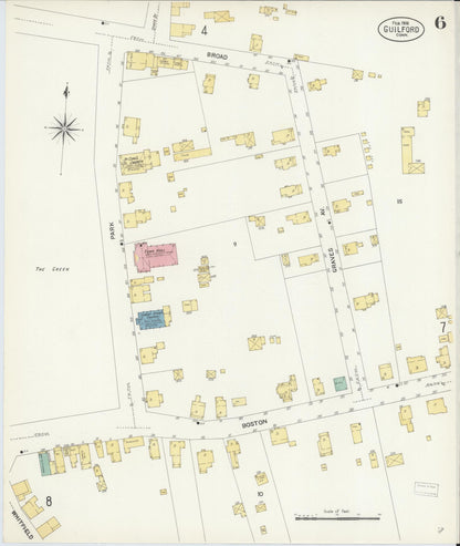 Sanborn Fire Insurance Map from Guilford, New Haven County, Connecticut (1908), Sheet #0006 - Complete Map Set gallery image, historic Sanborn map, vintage wall art, Connecticut Connecticut