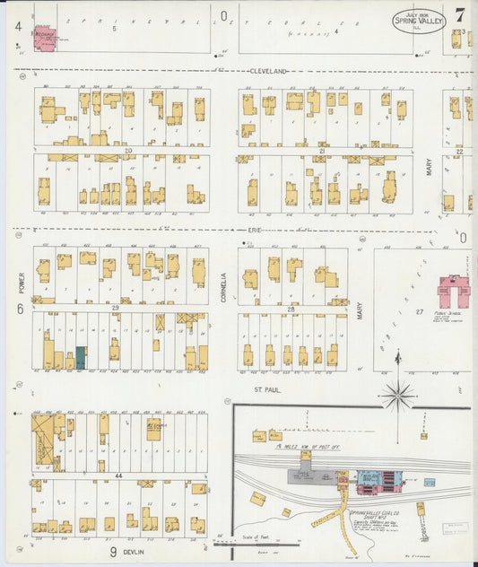 Sanborn Fire Insurance Map from Spring Valley, Bureau County, Illinois (1906), Sheet #0007 - Historic Sanborn Fire Insurance Map Print, vintage old map wall art, antique decor, genealogy gift, Illinois Illinois map