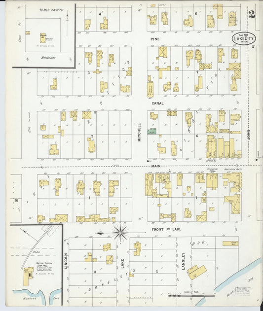 Sanborn Fire Insurance Map from Lake City, Missaukee County, Michigan (1900), Sheet #0002 - Historic Sanborn Fire Insurance Map Print, vintage old map wall art, antique decor, genealogy gift, Michigan Michigan map