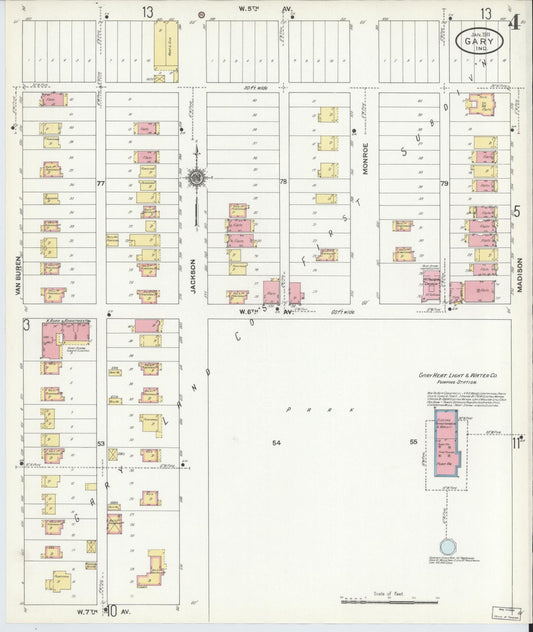 Sanborn Fire Insurance Map from Gary, Lake County, Indiana (1911), Sheet #0004 - Historic Sanborn Fire Insurance Map Print, vintage old map wall art, antique decor, genealogy gift, Indiana Indiana map