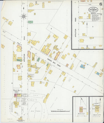 Sanborn Fire Insurance Map from Shawano, Shawano County, Wisconsin (1901), Sheet #0006 - Complete Map Set gallery image, historic Sanborn map, vintage wall art, Wisconsin Wisconsin