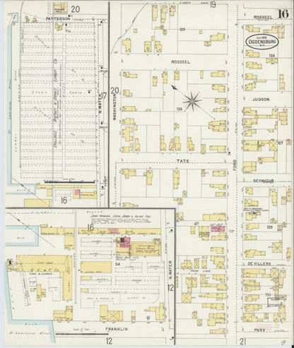 Sanborn Fire Insurance Map from Ogdensburg, St. Lawrence County, New York (1898), Sheet #0016 - Complete Map Set gallery image, historic Sanborn map, vintage wall art, New York New York