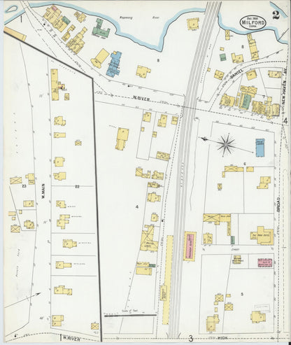 Sanborn Fire Insurance Map from Milford, New Haven County, Connecticut (1900), Sheet #0002 - Complete Map Set gallery image, historic Sanborn map, vintage wall art, Connecticut Connecticut