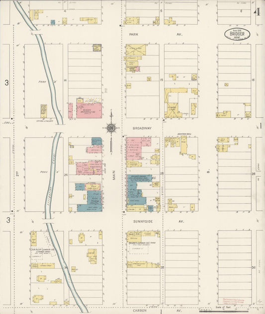 Sanborn Fire Insurance Map from Bridger, Carbon County, Montana (1916), Sheet #0004 - Historic Sanborn Fire Insurance Map Print, vintage old map wall art, antique decor, genealogy gift, Montana Montana map