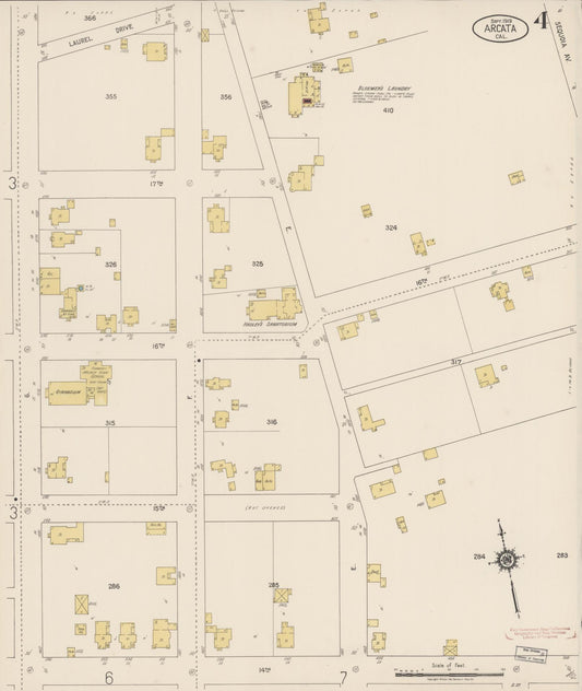 Sanborn Fire Insurance Map from Arcata, Humboldt County, California (1919), Sheet #0004 - Historic Sanborn Fire Insurance Map Print, vintage old map wall art, antique decor, genealogy gift, California California map