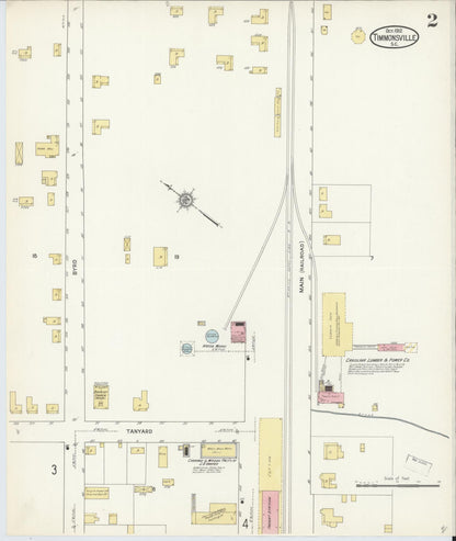 Sanborn Fire Insurance Map from Timmonsville, Florence County, South Carolina (1912), Sheet #0002 - Complete Map Set gallery image, historic Sanborn map, vintage wall art, South Carolina South Carolina