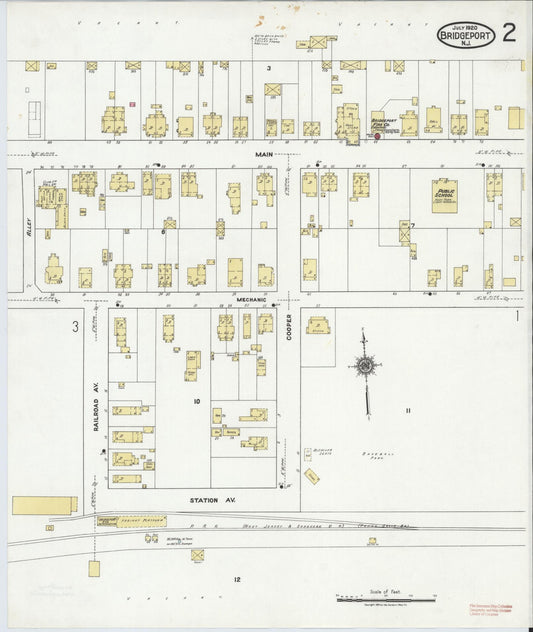 Sanborn Fire Insurance Map from Bridgeport, Gloucester County, New Jersey (1920), Sheet #0002 - Historic Sanborn Fire Insurance Map Print, vintage old map wall art, antique decor, genealogy gift, New Jersey New Jersey map
