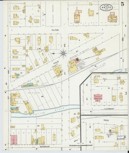 Sanborn Fire Insurance Map from Antigo, Langlade County, Wisconsin (1898), Sheet #0005 - Complete Map Set gallery image, historic Sanborn map, vintage wall art, Wisconsin Wisconsin