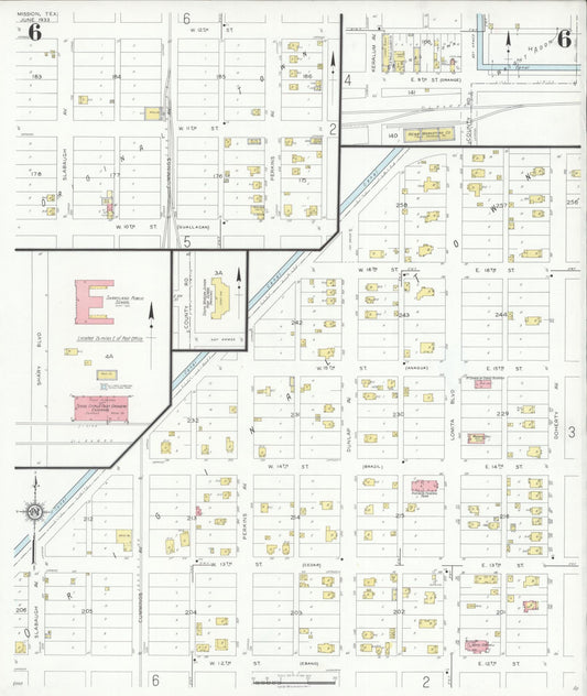 Sanborn Fire Insurance Map from Mission, Hidalgo County, Texas (1933), Sheet #0006 - Historic Sanborn Fire Insurance Map Print, vintage old map wall art, antique decor, genealogy gift, Texas Texas map