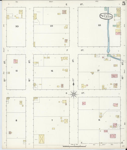 Sanborn Fire Insurance Map from Payson, Utah County, Utah (1890), Sheet #0005 - Complete Map Set gallery image, historic Sanborn map, vintage wall art, Payson Utah