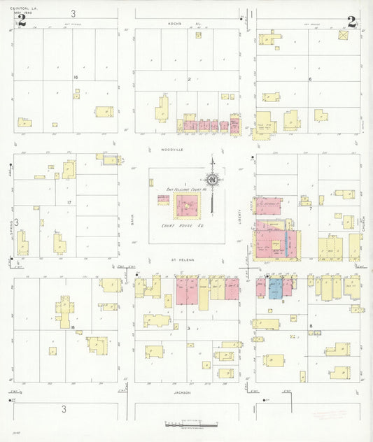 Sanborn Fire Insurance Map from Clinton, East Feliciana Parish, Louisiana (1940), Sheet #0002 - Historic Sanborn Fire Insurance Map Print, vintage old map wall art, antique decor, genealogy gift, Louisiana Louisiana map